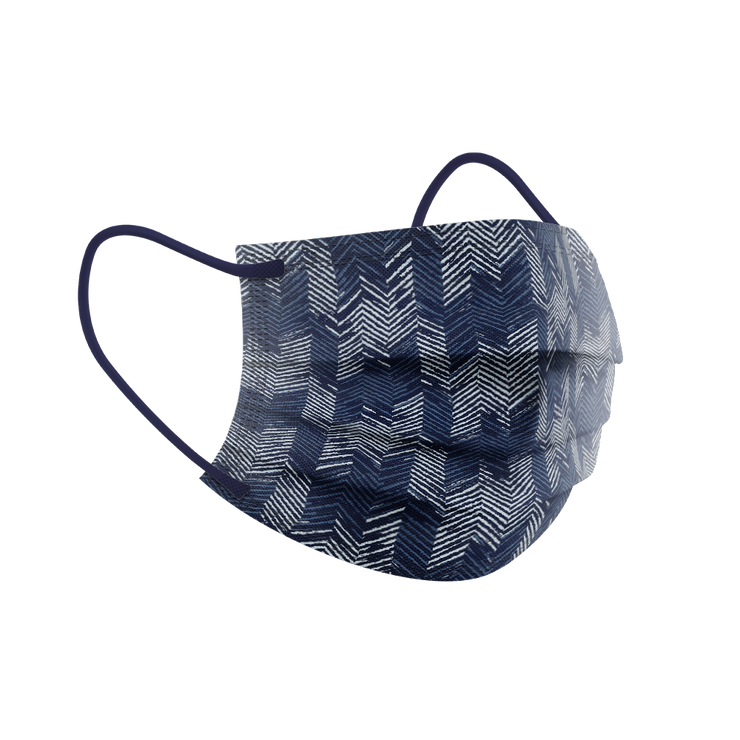 Indigo herringbone Adult 3-ply Surgical Mask 2.0 (Pouch of 10)