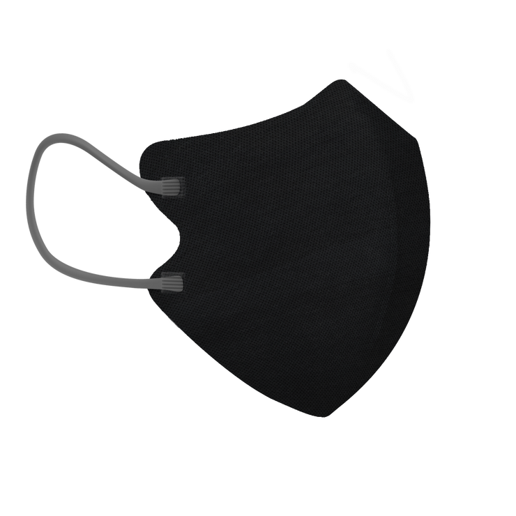 Black 3-ply 2D Slim Fit Mask - M Size (New Box of 5, Individually-wrapped)