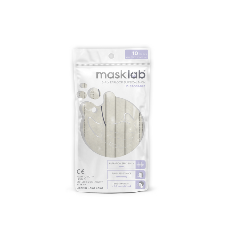 Linea on beige Adult 3-ply Surgical Mask 2.0 (Pouch of 10)