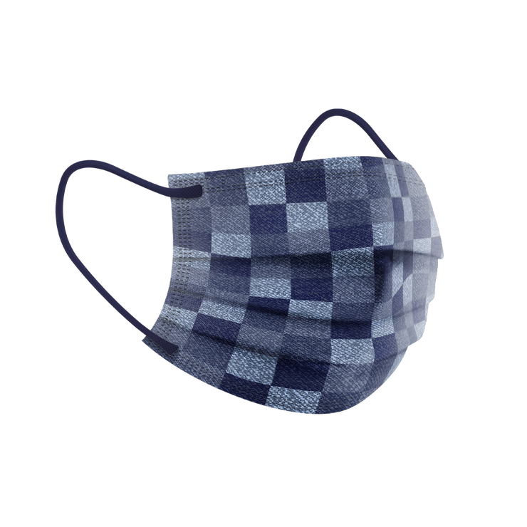 蔚藍方格成人三層外科口罩 2.0 (袋裝10個)