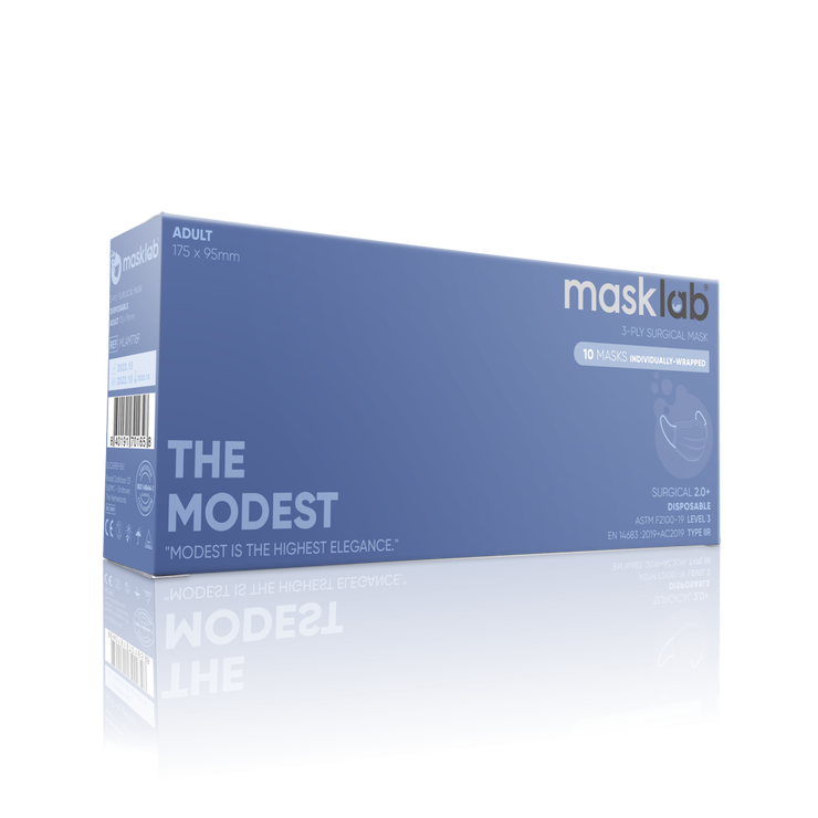 THE MODEST Adult 3-ply Surgical Mask 2.0+ (Box of 10, Individually-wrapped)