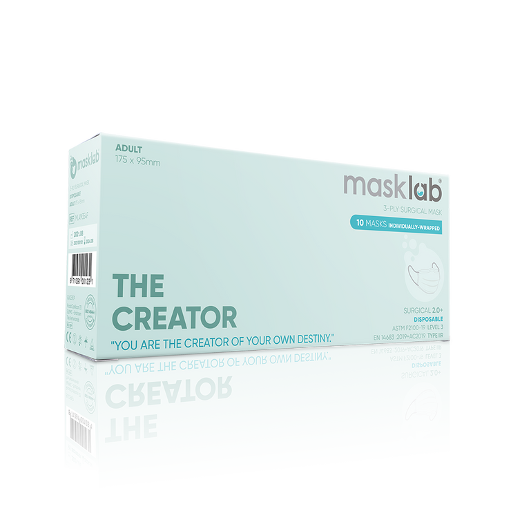 THE CREATOR Adult 3-ply Surgical Mask 2.0+ (Box of 10, Individually-wrapped)