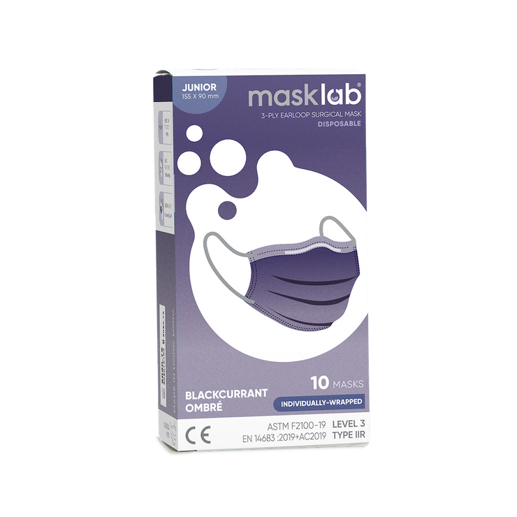 Blackcurrant Ombré Junior Size 3-ply Surgical Mask 2.0 (Box of 10, Individually-wrapped)